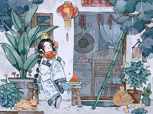 【水乡少女】系列插画