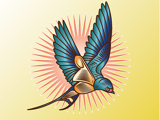 矢量插画——西点和鸟类