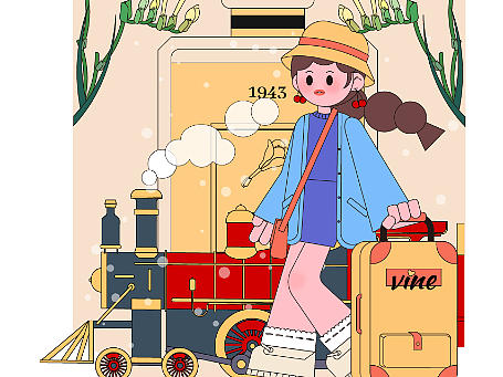 ins风梅兰竹菊四君子香水系列插画