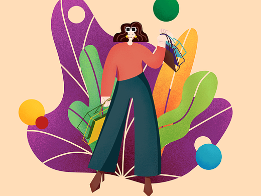 扁平化購(gòu)物女孩（個(gè)人主頁(yè)-ZNjU1NjkxNDg=） - 商業(yè)插畫(huà) - 站酷設(shè)計(jì)師不負(fù)不負(fù)原創(chuàng)素材 - 站酷ZCOOL