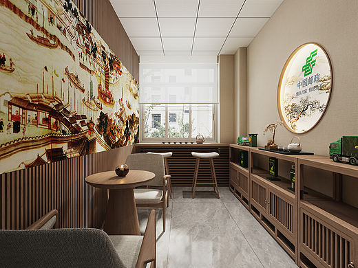 现代办公室工装效果图