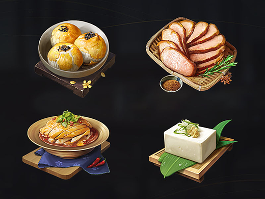 国风写实美食图标创作