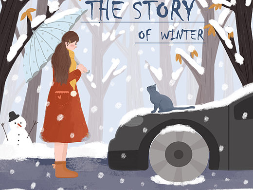 女孩与猫相遇的冬日