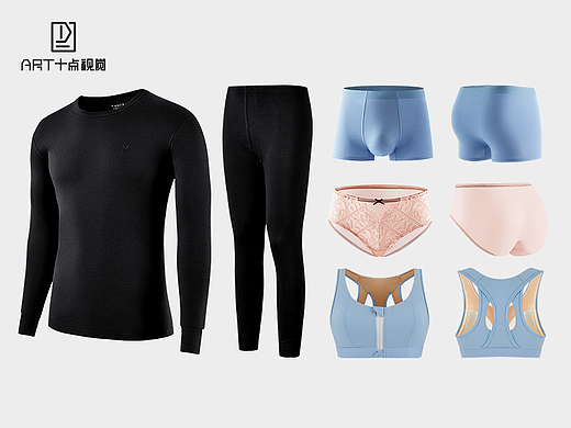 服饰内衣类3D立体图摄影 | 男女保暖内衣内裤文胸3D图