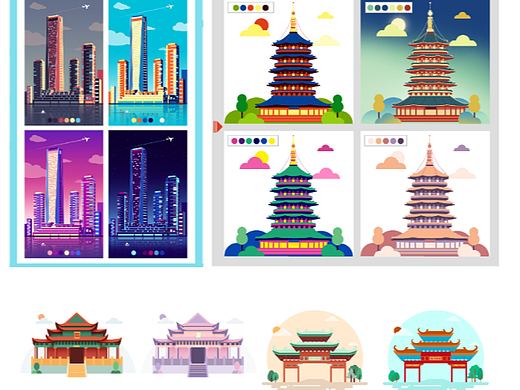 扁平建筑插画