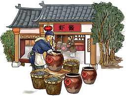 傳統(tǒng)美食制作蝦醬插畫設(shè)計(jì)