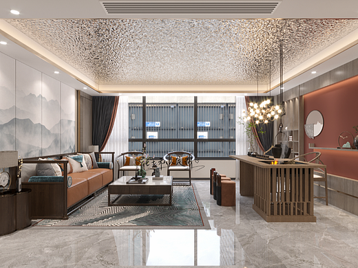 新中式办公室设计，打造办公、接待、休息一体化空间