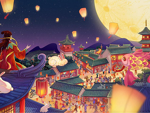 月圆故梦——中秋礼盒|包装插画