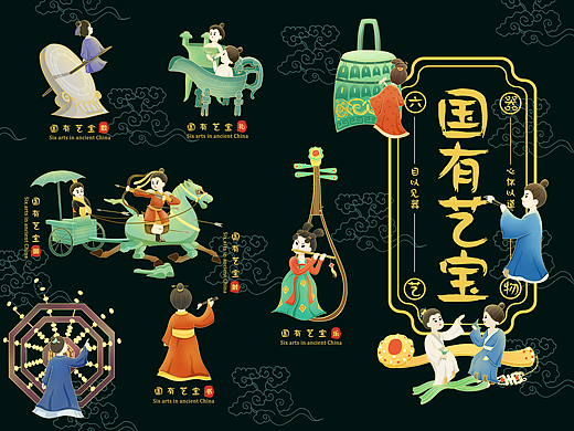 图创历史-“国有艺宝”六艺文物信息海报设计