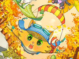 插画-喵团游-春夏秋冬系列