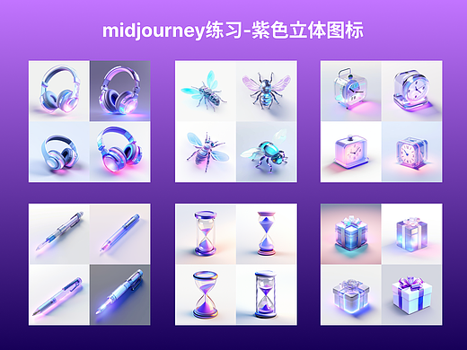 mjdjourney练习-紫色立体icon