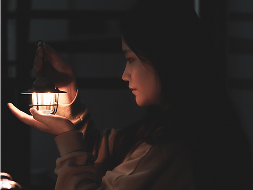 户外露营灯人像摄影