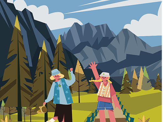 扁平风户外旅行插画