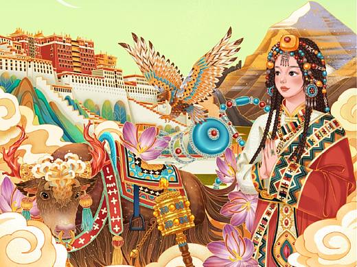 雪域藏族珠宝品牌插画