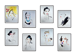 时尚水彩女孩人物肖像