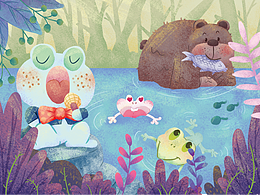 努力的Carrie | 儿童插画创作《河中的音乐会》