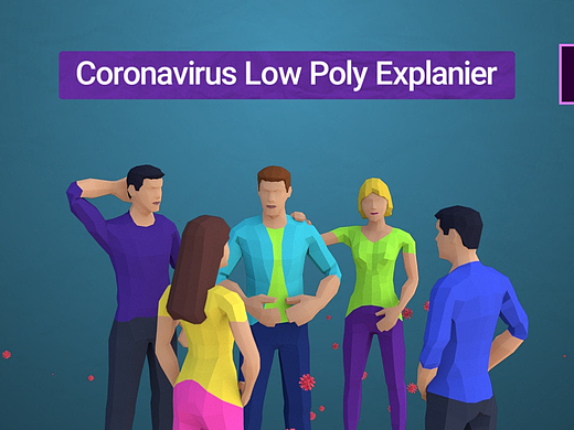 PR模板|卡通多边形3D角色文本层动态动画标题介绍病毒