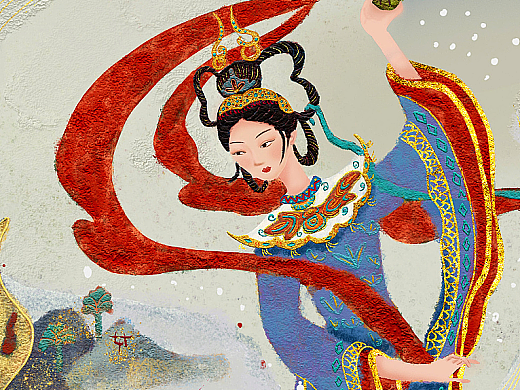 仿岩彩插画-九尾狐（个人主页-ZNjQ3ODYzNDQ=） - 商业插画 - 站酷设计师肖同同原创素材 - 站酷ZCOOL