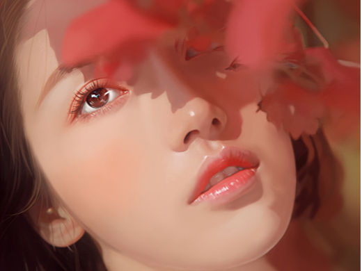 美女厚涂写实人像 创意壁纸 唯美插画