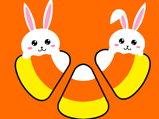 可爱小兔子们和糖果玉米