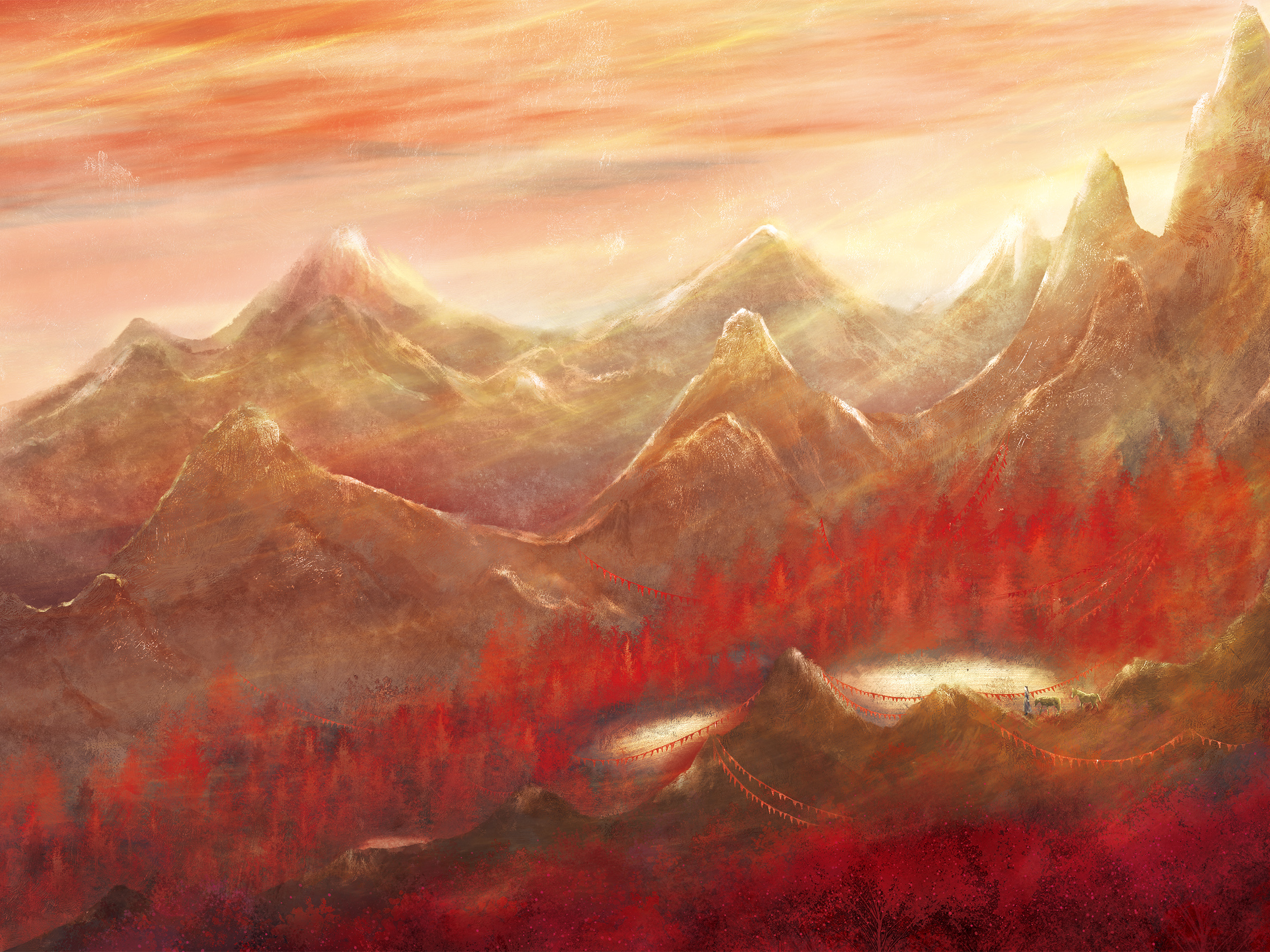 晚霞和花(水彩画) 晚霞和花(水彩画)