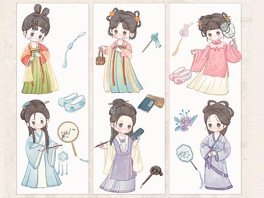 Q版古风人物少女系列合集 古风贴纸