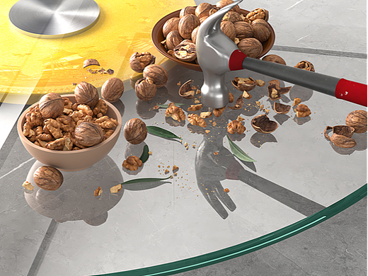 圆桌玻璃转盘详情页 3D效果图