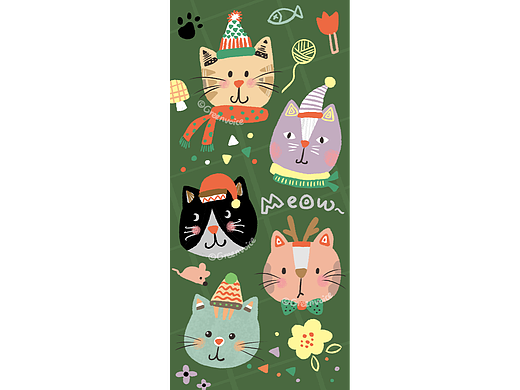 壁纸分享-节日范儿的猫猫头-动物插画