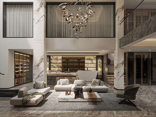 挑空别墅客餐厅