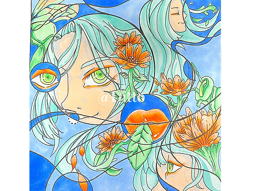 考研视觉传达设计/手绘马克笔作品-《花》