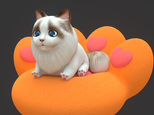 可爱卡通布偶猫-3D模型