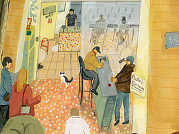 手繪店鋪插畫(huà) 裝飾畫(huà) 掛畫(huà) 酒館場(chǎng)景插畫(huà)