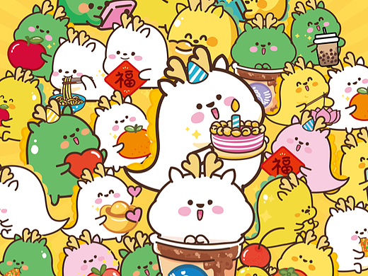 萌龙家族IP卡通设计插画