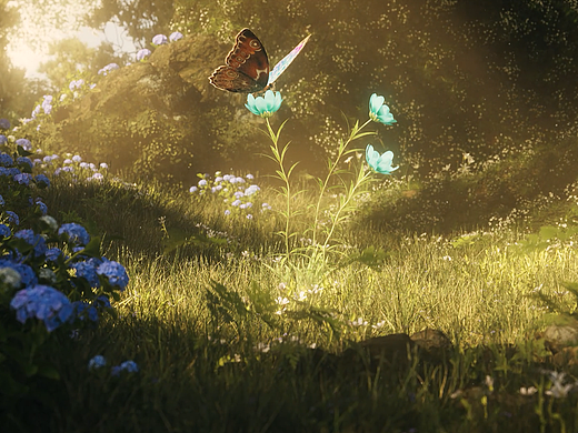 三维-自然场景耳机动画