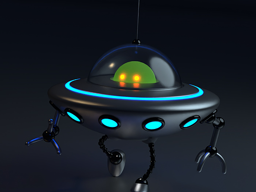 C4D-李翔老师小场景临摹-飞碟走路