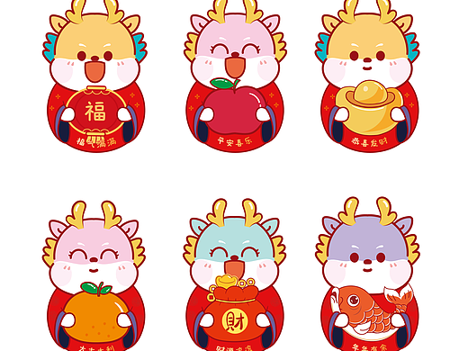 龙吉祥物红包新年2024插画卡通可爱纸制品