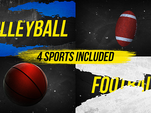 AE模板 | 动感十足充满活力美式足球篮球排球介绍体育