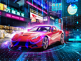 賽博朋克汽車海報(bào)場(chǎng)景合成