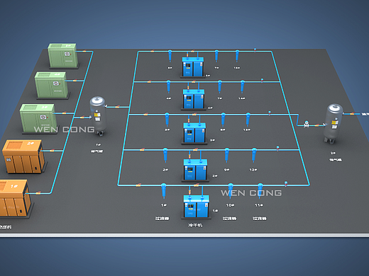 空压站工艺流程三维图-5