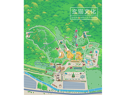 景区学校工业园区手绘地图智能导航
