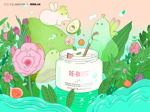 「好食肌長(zhǎng)綻放」myCLARINS（個(gè)人主頁(yè)-ZNjU4NTQ0NzI=） - 海報(bào) - 站酷設(shè)計(jì)師Jackie動(dòng)畫(huà)原創(chuàng)素材 - 站酷ZCOOL