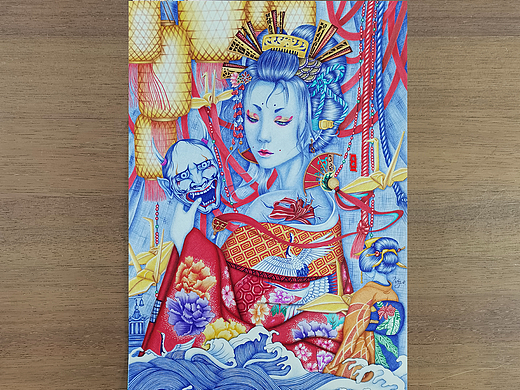 圆珠笔画《花魁》