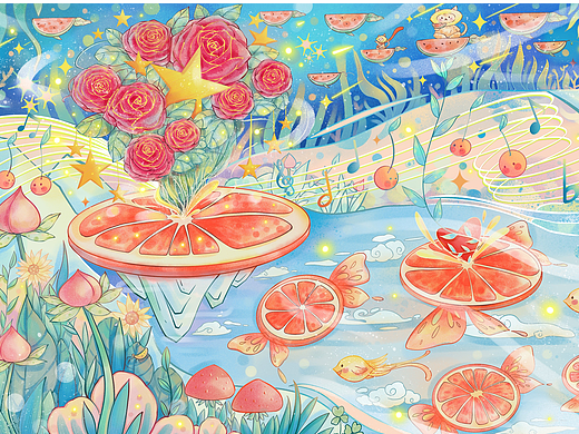 美好世界之水果狂想曲（個人主頁-ZNjUxOTY5MjQ=） - 商業(yè)插畫 - 站酷設計師琴菀菀原創(chuàng)素材 - 站酷ZCOOL