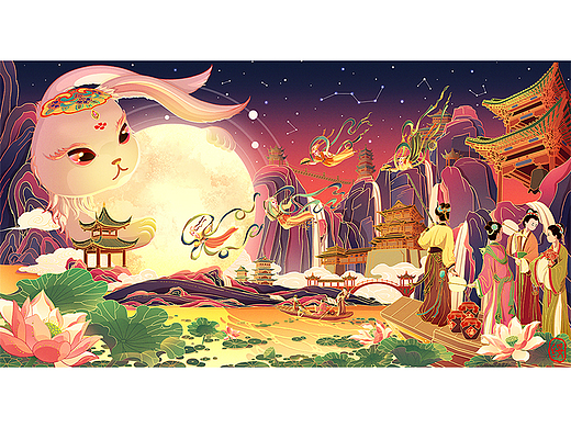 中秋 · 月下夜游——中秋礼盒|包装插画