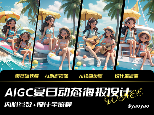 AIGC辅助夏日动态海报设计