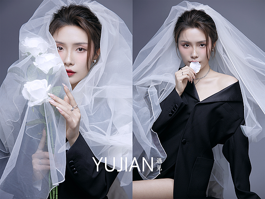纯欲氛围感婚纱写真 ， 婚纱肖像写真画报