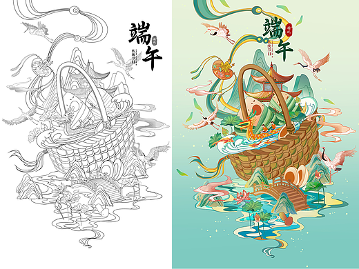 原创 | 端午节 粽子礼盒 | 包装设计插画海报 可授权