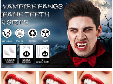 亚马逊万圣节吸血鬼牙齿-精灵耳朵