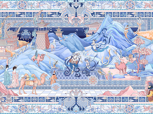 丝绸之路–系列国风插画与丝巾设计