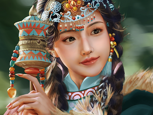 板绘厚涂 藏族小姐姐